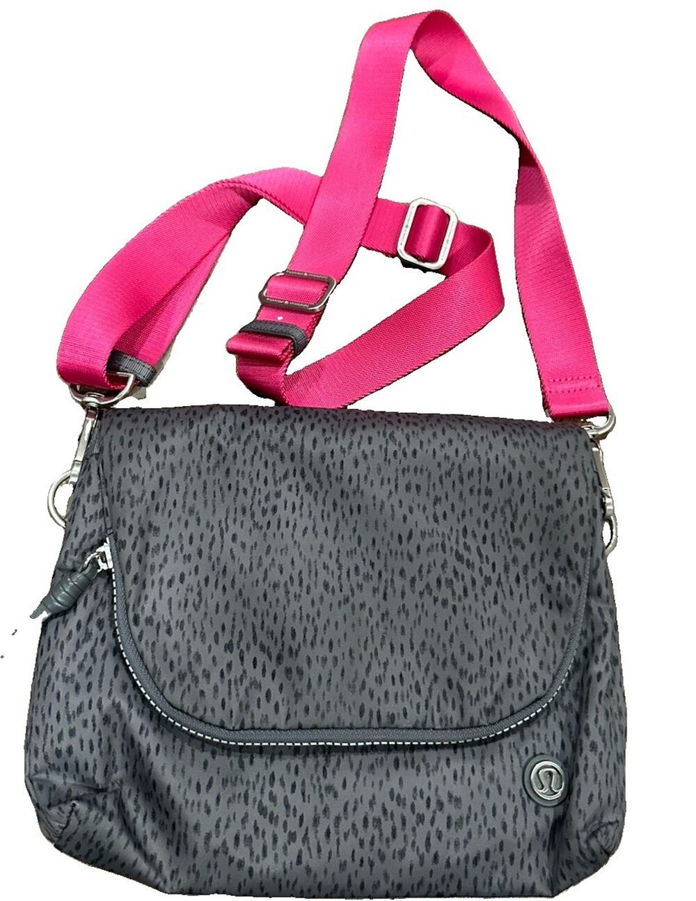 lululemon athletica Go Your Om Way Gray Pink Crossbody Bag Zip Pouch Strap- NWOT